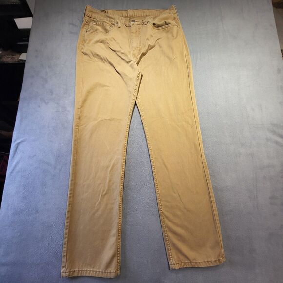 Levis 514 Jeans Mens 36x33 Regular Straight Tan Twill Pants Cotton Work - Picture 1 of 11